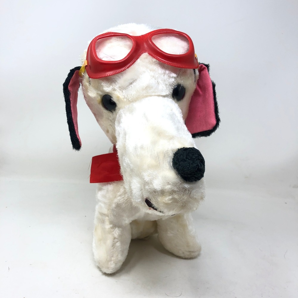 Vintage A & L Novelty Co. Snoopy Flying Ace Plush 12" White Red Goggles Scarf